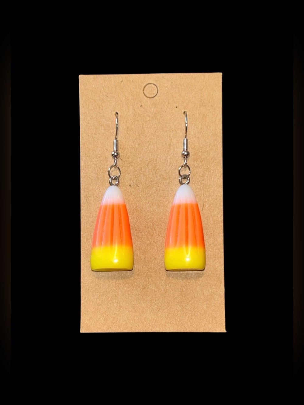 🎃 Dangerously Cute Candy Corn Resin Drop Earrings 🆕 Spooky Season Vibes!
